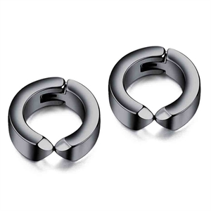 Black earring for without hole in ear / Steel